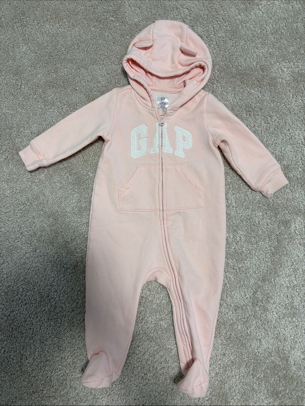 GAP Light Pink Hooded Footed Fleece One-Piece
